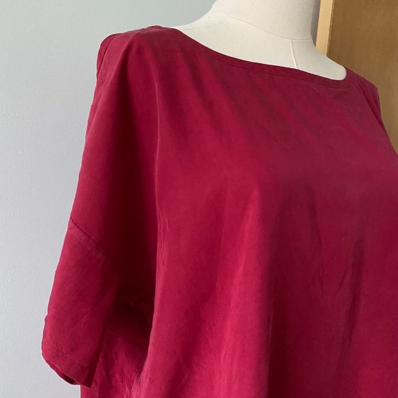 Eileen Fisher Recycled Tencel & Recycled Polyester Oversized Red Shirt (Medium) - Picture 2 of 10
